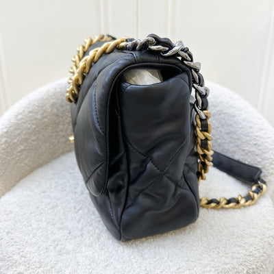 Chanel 19 Medium / Large Flap in Black Lambskin and 3-tone HW