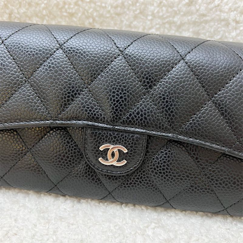 Chanel Classic Long Wallet in Black Caviar and SHW