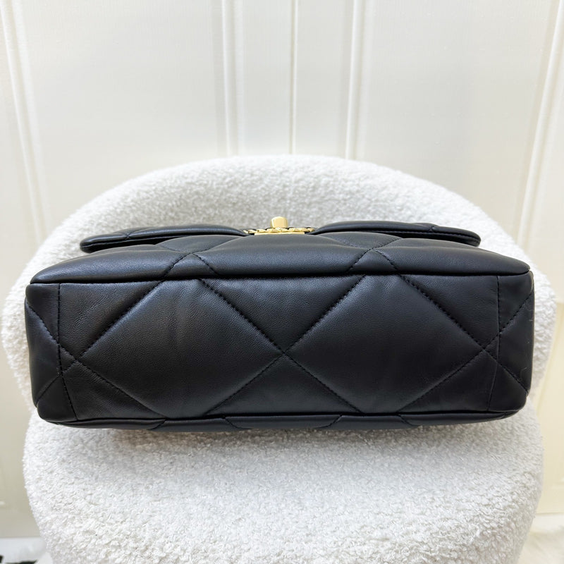 Chanel 19 Medium / Large Flap in Black Lambskin and 3-tone HW