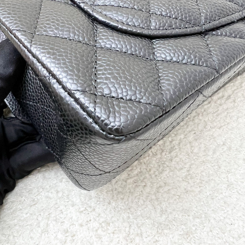 Chanel Small Classic Flap CF in Black Caviar and GHW (Model: A01113)