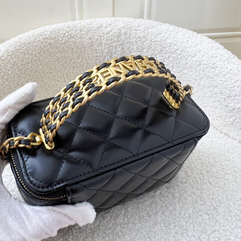 Chanel 23P Top Handle Small Vanity in Black Lambskin AGHW