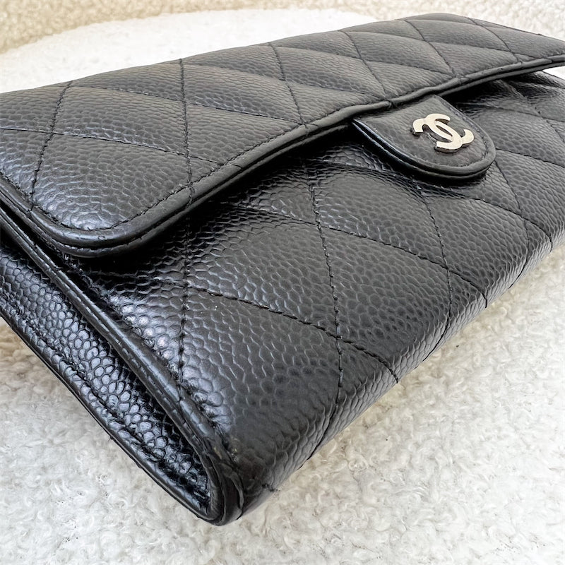 Chanel Classic Long Wallet in Black Caviar and SHW