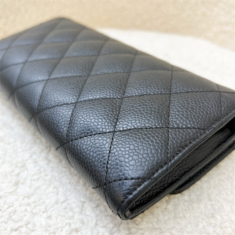 Chanel Classic Long Wallet in Black Caviar and SHW