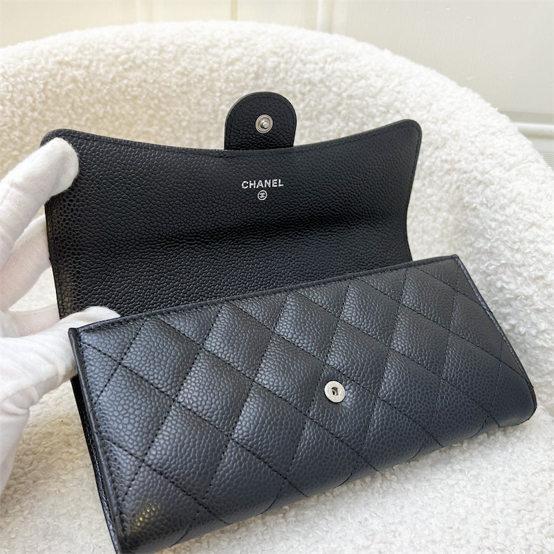 Chanel Classic Long Wallet in Black Caviar and SHW