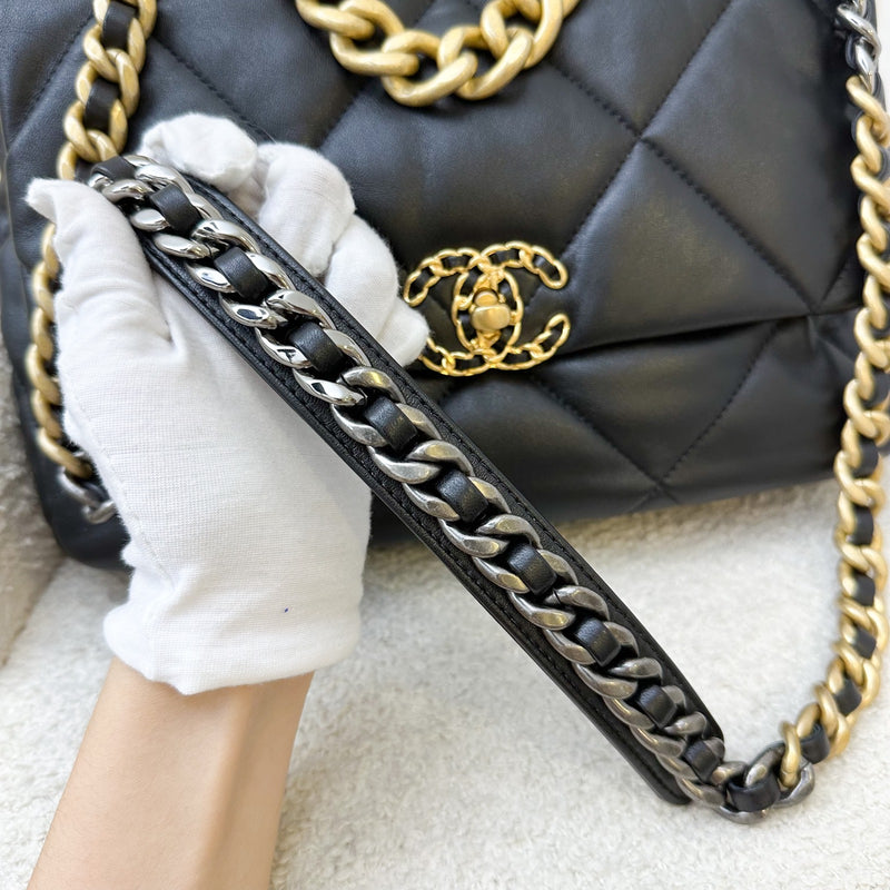 Chanel 19 Medium / Large Flap in Black Lambskin and 3-tone HW