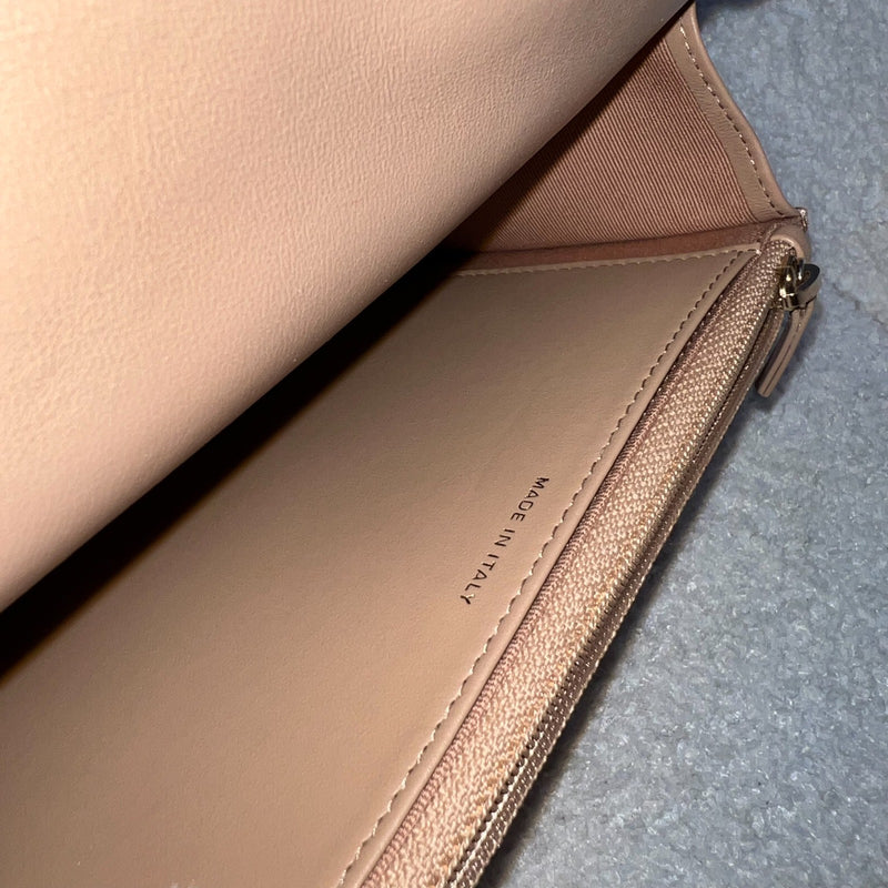 Chanel 22K Wallet on Chain WOC with Adjustable Chain in Dark Beige Lambskin and AGHW (Model: AP3043)