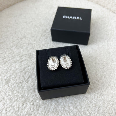 Chanel Oval Stud Earrings with Crystals