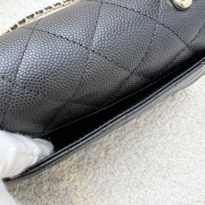 Chanel 25S Top Handle Kelly Clutch with Chain in Black Caviar and GHW