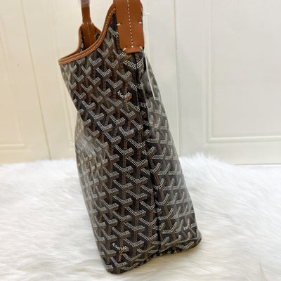 [BN - Local set - Nov 2025] Goyard Boheme PM Hobo Bag in in Black Signature Goyardine Canvas and Brown Trim