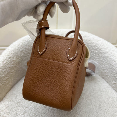 [Local Full Set - W Stamp] Hermes Mini Lindy in Gold Clemence Leather and GHW