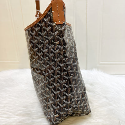 [BN - Local set - Nov 2025] Goyard Boheme PM Hobo Bag in in Black Signature Goyardine Canvas and Brown Trim