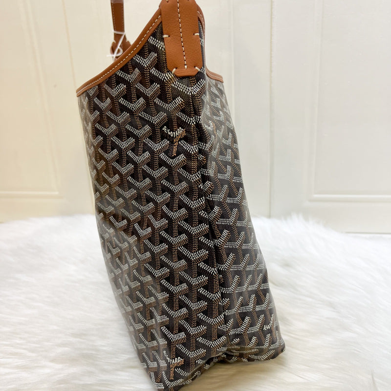 [BN - Local set - Nov 2025] Goyard Boheme PM Hobo Bag in in Black Signature Goyardine Canvas and Brown Trim