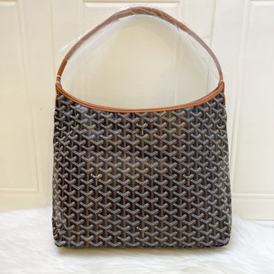 [BN - Local set - Nov 2025] Goyard Boheme PM Hobo Bag in in Black Signature Goyardine Canvas and Brown Trim