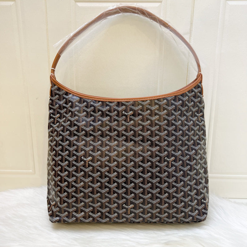 [BN - Local set - Nov 2025] Goyard Boheme PM Hobo Bag in in Black Signature Goyardine Canvas and Brown Trim