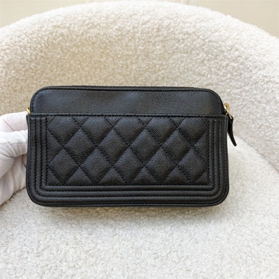 Chanel Boy Clutch on Chain WOC in Black Caviar AGHW