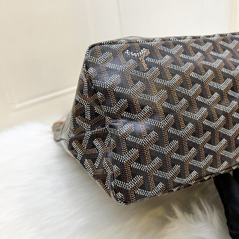 [BN - Local set - Nov 2025] Goyard Boheme PM Hobo Bag in in Black Signature Goyardine Canvas and Brown Trim