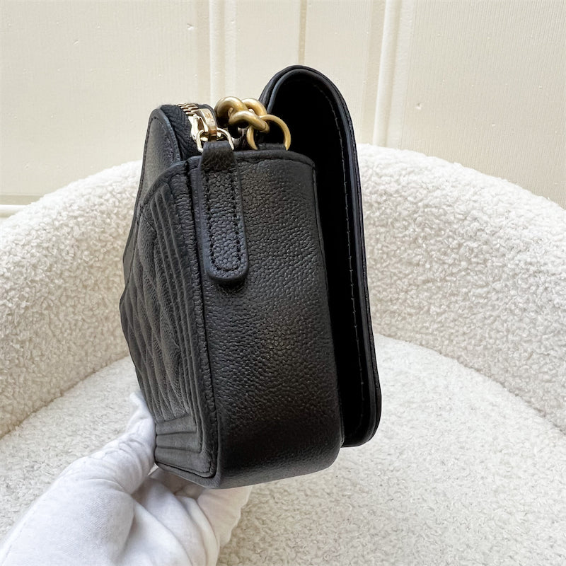 Chanel Boy Clutch on Chain WOC in Black Caviar AGHW