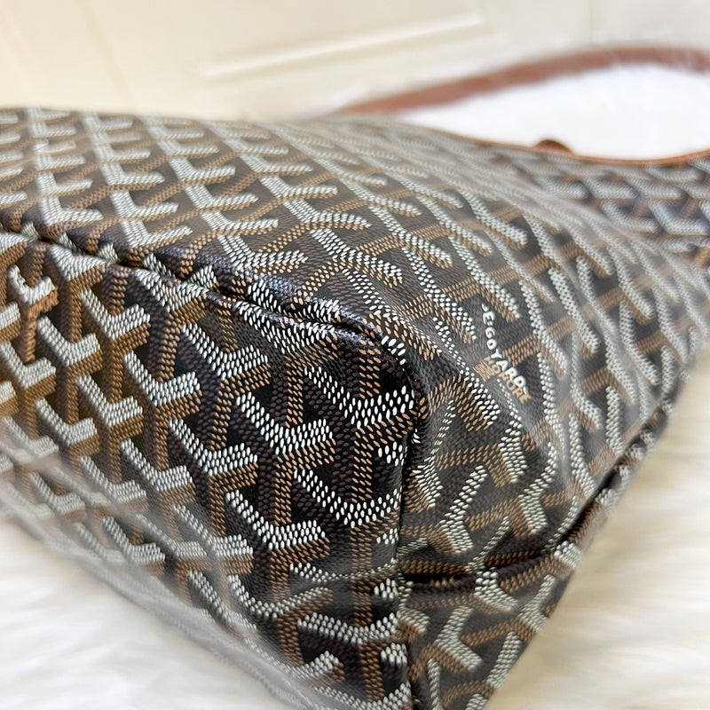 [BN - Local set - Nov 2025] Goyard Boheme PM Hobo Bag in in Black Signature Goyardine Canvas and Brown Trim