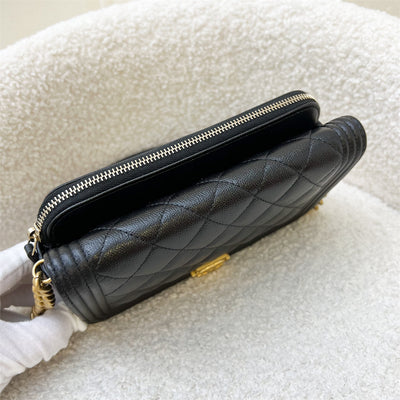 Chanel Boy Clutch on Chain WOC in Black Caviar AGHW