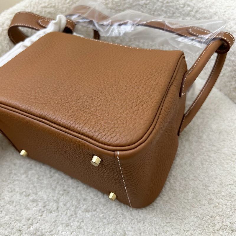 [Local Full Set - W Stamp] Hermes Mini Lindy in Gold Clemence Leather and GHW
