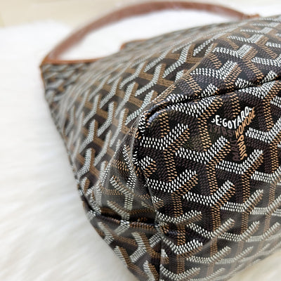[BN - Local set - Nov 2025] Goyard Boheme PM Hobo Bag in in Black Signature Goyardine Canvas and Brown Trim