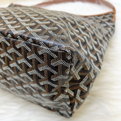 [BN - Local set - Nov 2025] Goyard Boheme PM Hobo Bag in in Black Signature Goyardine Canvas and Brown Trim