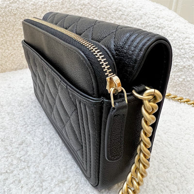 Chanel Boy Clutch on Chain WOC in Black Caviar AGHW