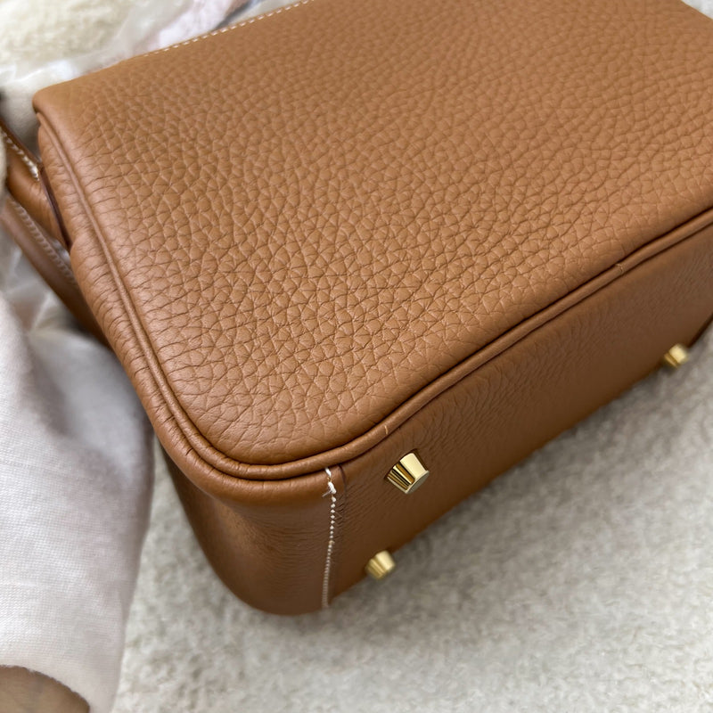 [Local Full Set - W Stamp] Hermes Mini Lindy in Gold Clemence Leather and GHW