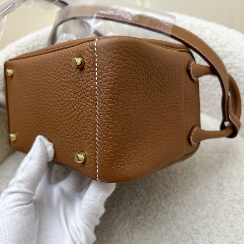 [Local Full Set - W Stamp] Hermes Mini Lindy in Gold Clemence Leather and GHW