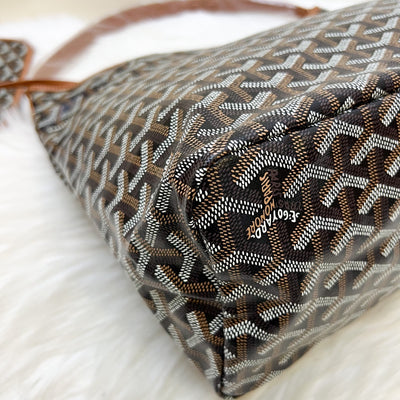 [BN - Local set - Nov 2025] Goyard Boheme PM Hobo Bag in in Black Signature Goyardine Canvas and Brown Trim