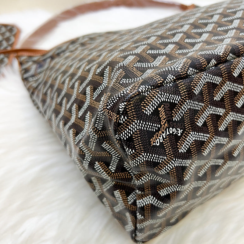 [BN - Local set - Nov 2025] Goyard Boheme PM Hobo Bag in in Black Signature Goyardine Canvas and Brown Trim
