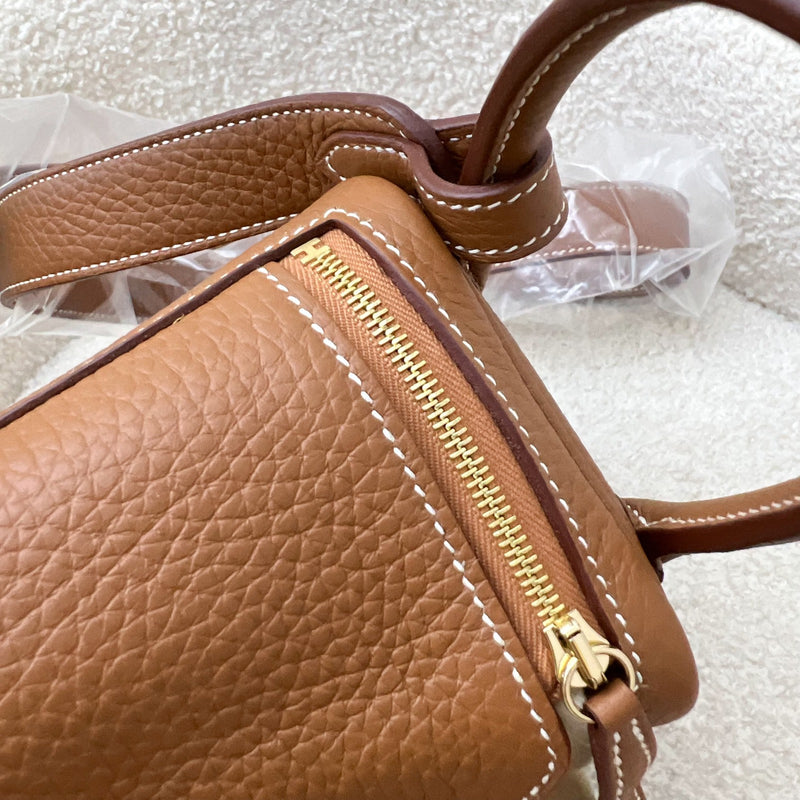 [Local Full Set - W Stamp] Hermes Mini Lindy in Gold Clemence Leather and GHW