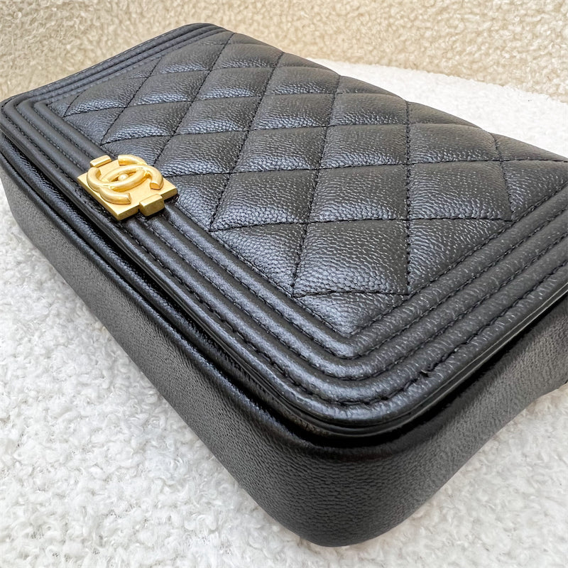 Chanel Boy Clutch on Chain WOC in Black Caviar AGHW