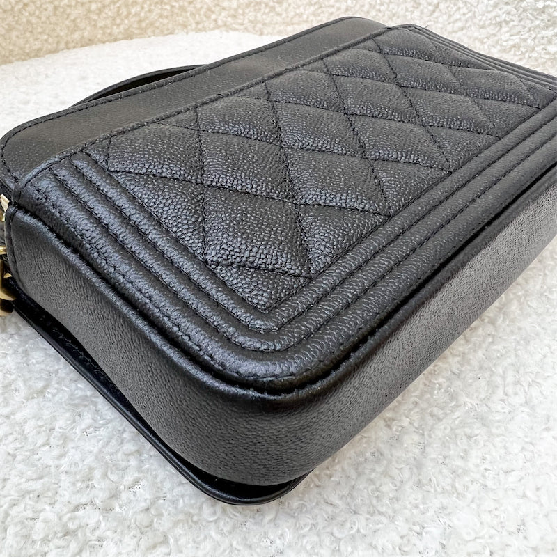 Chanel Boy Clutch on Chain WOC in Black Caviar AGHW