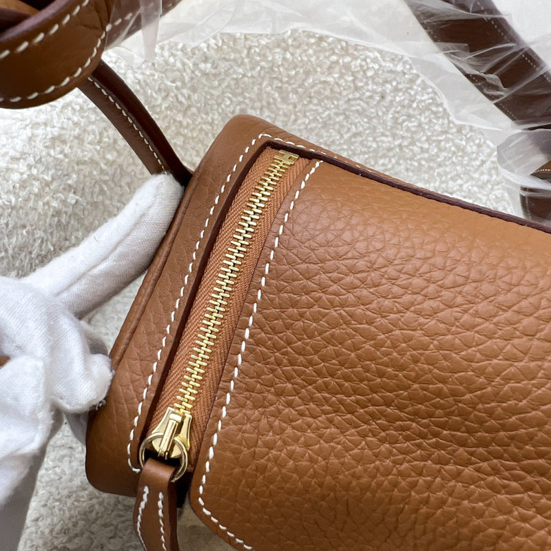 [Local Full Set - W Stamp] Hermes Mini Lindy in Gold Clemence Leather and GHW