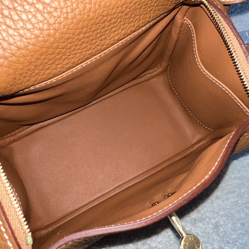 [Local Full Set - W Stamp] Hermes Mini Lindy in Gold Clemence Leather and GHW