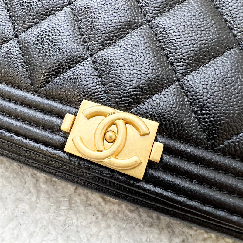 Chanel Boy Clutch on Chain WOC in Black Caviar AGHW