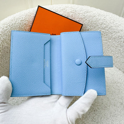 Hermes Bearn Mini Wallet in Blue Celeste Epsom Leather and PHW