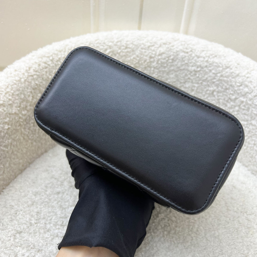 Chanel 21A Top Handle Small Vanity in Black Lambskin and AGHW