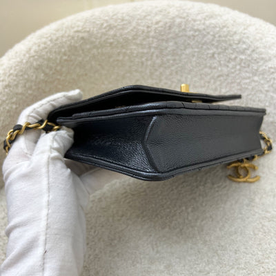 Chanel 23B Adjustable Chain Wallet On Chain WOC in Iridescent Black Caviar and AGHW (AP3479)