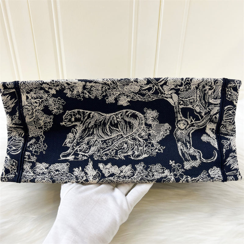 Dior Medium Book Tote in Reverse Dark Blue Toile De Jouy Canvas