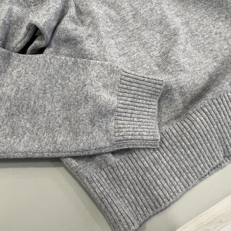 Chanel 24B Knitted Pullover with CC Logo Turnlocks in Grey Cashmere (Model: P77869)