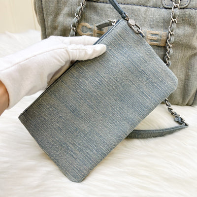 Chanel Small / Medium Deauville Tote in 23S Blue Denim and SHW (Model: AS3257)