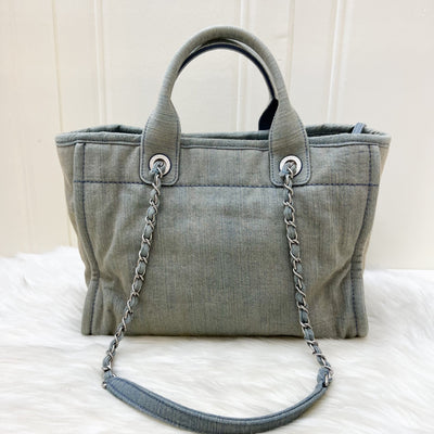 Chanel Small / Medium Deauville Tote in 23S Blue Denim and SHW (Model: AS3257)