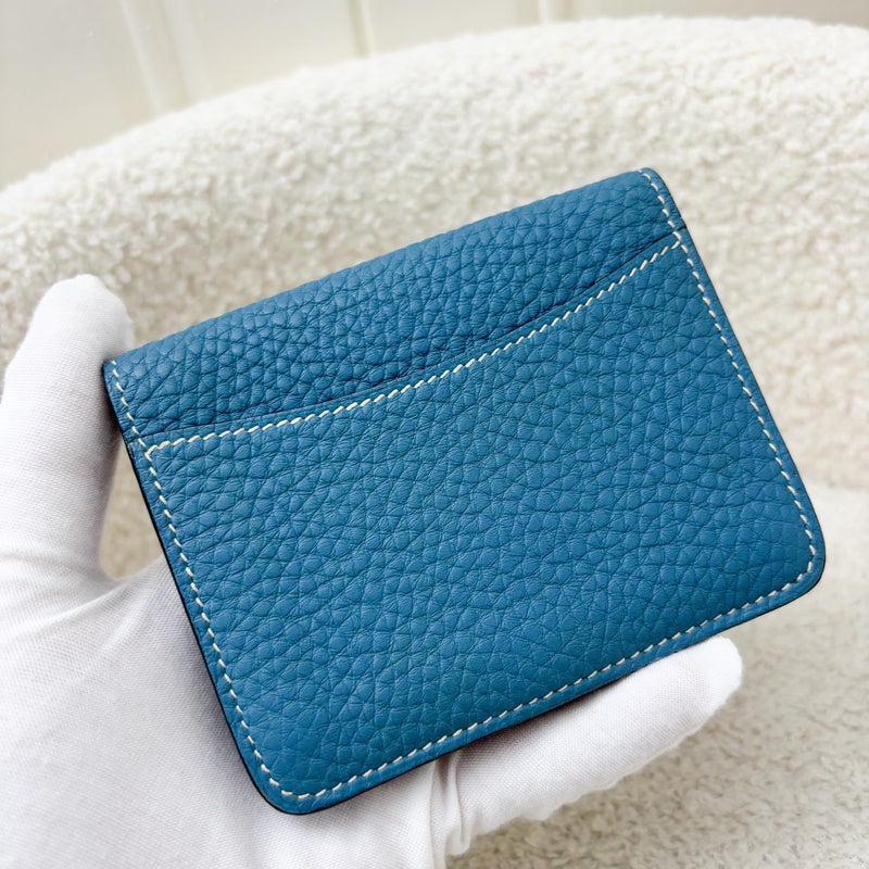 ⁠Hermes Dogon Compact Wallet in Blue and Gold Togo / Clemence Leather and PHW