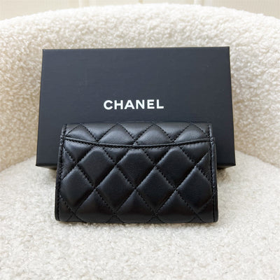 Chanel Classic Snap Cardholder in Black Lambskin and LGHW