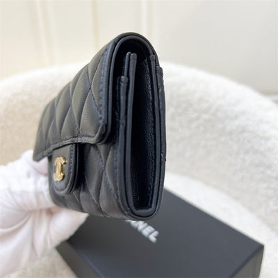 Chanel Classic Snap Cardholder in Black Lambskin and LGHW