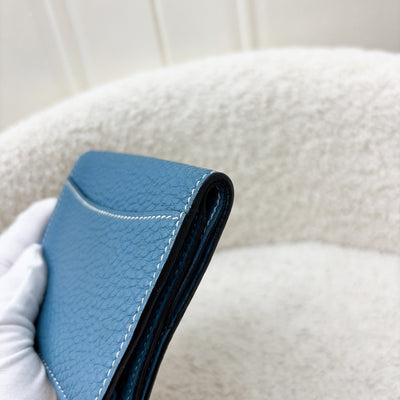 ⁠Hermes Dogon Compact Wallet in Blue and Gold Togo / Clemence Leather and PHW