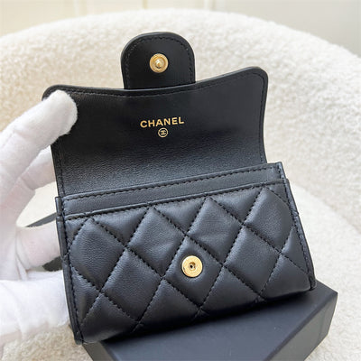 Chanel Classic Snap Cardholder in Black Lambskin and LGHW