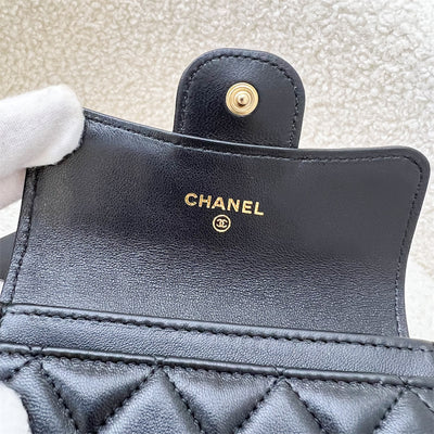 Chanel Classic Snap Cardholder in Black Lambskin and LGHW